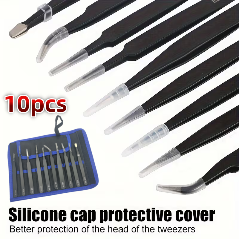 Diy Electronics Repair - 10Pcs ESD Anti‑Static Tweezers Set Stainless
