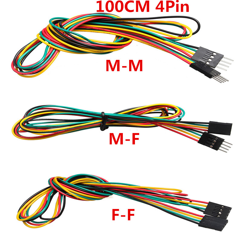 10pcs/lot 4pin 100cm M-M / M-F - огляд і ціна Breadboard Jumper Wire