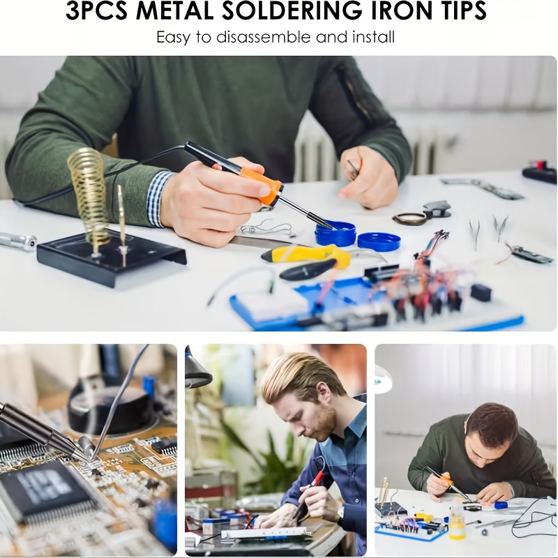 3Pcs Replaceable Soldering Iro - огляд і ціна Diy Electronics Bench
